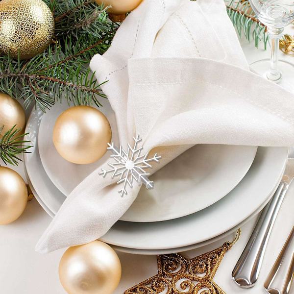 12 stk. snefnug servietringe jule snefnug servietringe til julebord