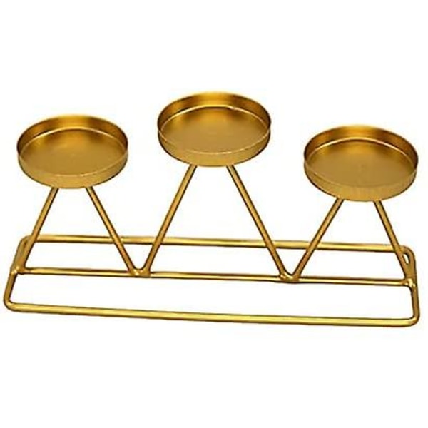 Koristeellinen metallinen kynttilänjalka 3 käsivartta hääpöytään - kulta