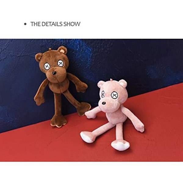 Dyre-plysj nøkkelring Søt utstoppet leketøy og interessant ryggsekk dukkeanheng for barn eller venner (ertebjørn-rosa 2-pakning)