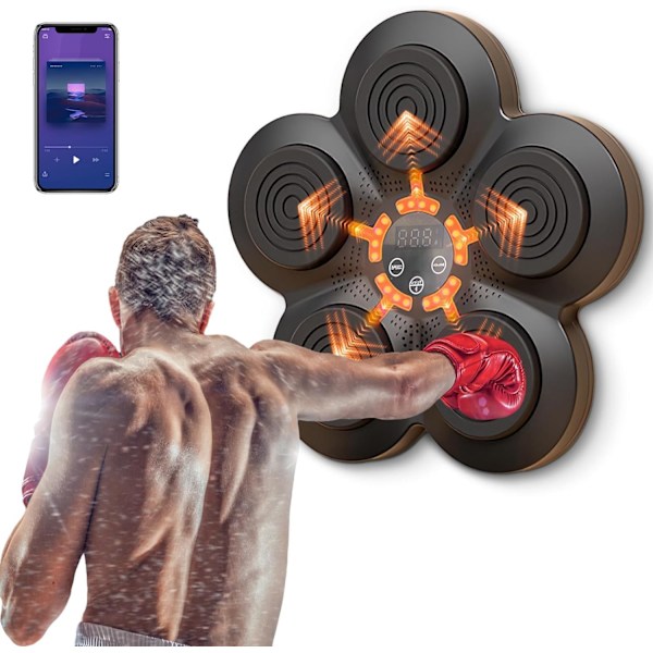 Musikalisk boxningsmaskin, bärbar väggmonterad elektronisk boxningsenhet för hemmet, smart Bluetooth-musik elektronisk boxare, boxningsgåva för barn och vuxna. A