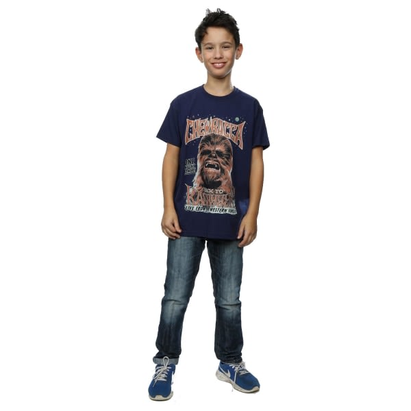 Star Wars Boys Chewbacca Rock Poster T-shirt 7-8 år Deep Nav Deep Navy 7-8 år