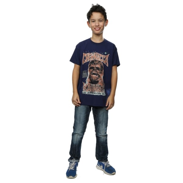Star Wars Boys Chewbacca Rock Poster T-skjorte 7-8 år Deep Nav Deep Navy 7-8 år