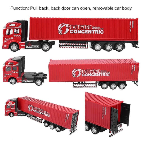 1:48 Legering Container Lastbil Model Legetøj Meget Simulation Børnebil Legetøj Køretøj Til Børn 3-6 År - Ja Red