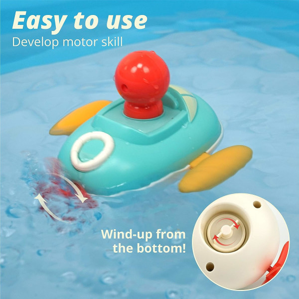 Wind-up Moving Speedboat with Spinning Rear Propeller, Squirt