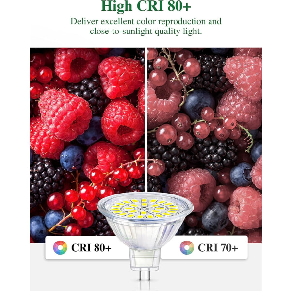 GU5.3 LED-lampe Cool White 6000K, MR16 LED AC DC12V 3W Motsvarar 30W halogen, ikke dimbare LED-spotlight-lamper, pakke med 10