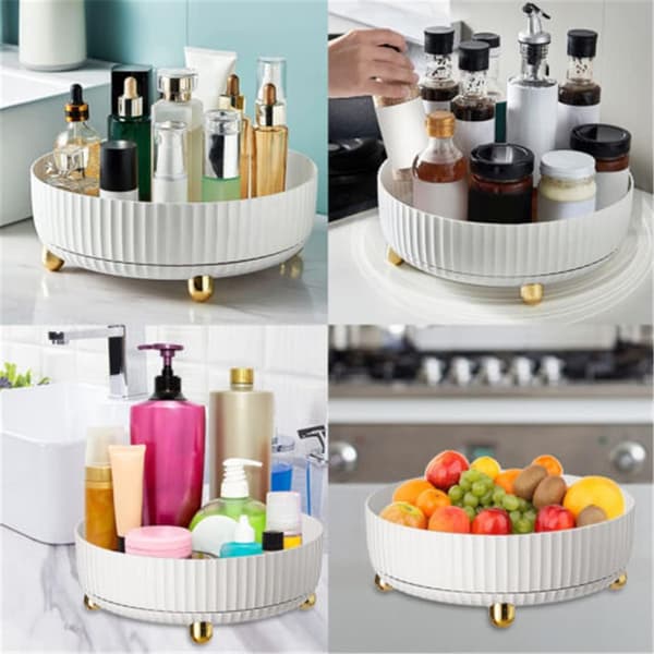Rotating Spice Rack Organizer, Multifunctional Spice Rack, for Kitchen Storage and Organization-FF- White