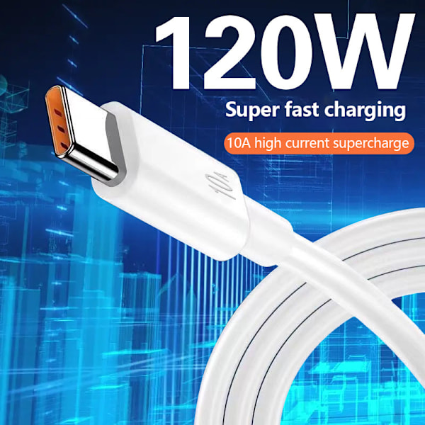 120W 10A Type C Hurtigladekabel Datakabel Hurtiglading USB Type c 2m