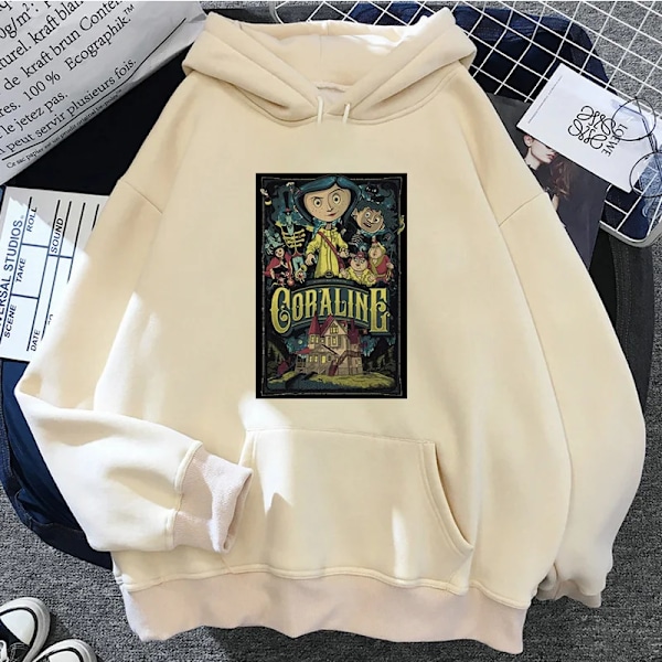 Coraline Hoodies för Kvinnor Rolig Grafisk Tröja Långärmad Hoodie 65157 65157 S