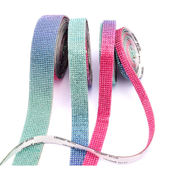 Glimrende Krystall Strass Tape Crystal Rhinestone Tapes Sterk Selvklebende Tape for DIY-Dekorasjon Hvit White 1cm