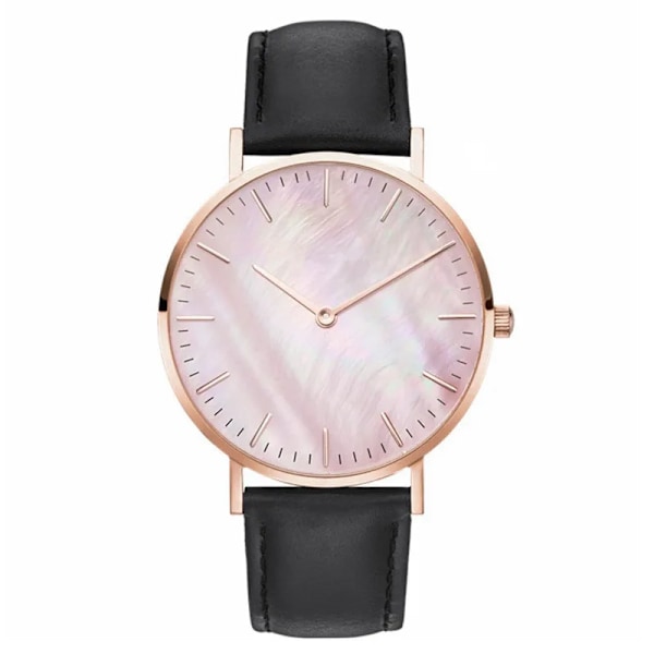 Nytt mode Enkel klocka Damklockor Casual Dam Läder Kvartsklocka Watch Vrouwen Relogio Feminino Zegarek Damski Black(.603)