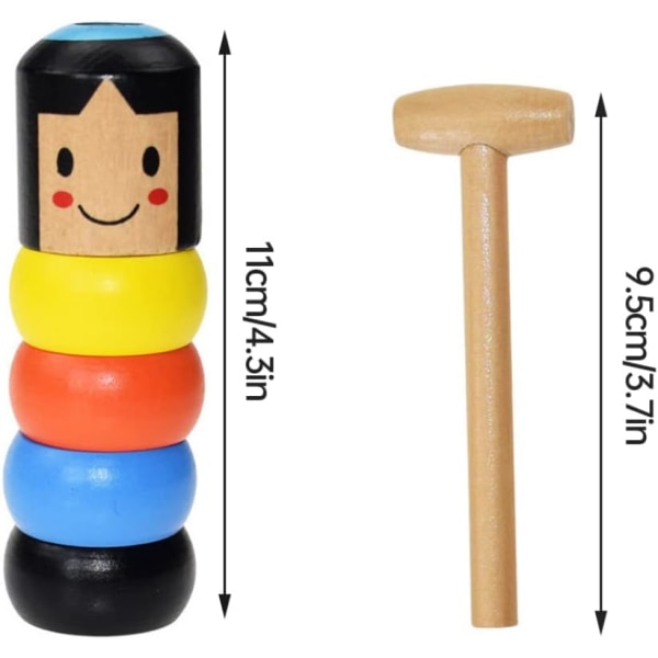 Unbreakable Wooden Man, Funny Magic Toy 2stk Unbreakable Wooden