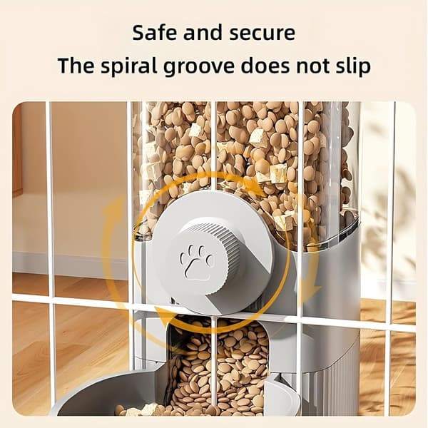 Automatisk foder- och vattendispenser för kanin marsvin hängande gravitation 1200 ml grå