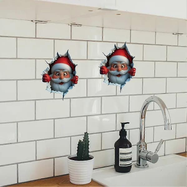 3D Jultomte Väggdekaler Jul Väggdekaler, Jultomten Ger Gåva-FF-
