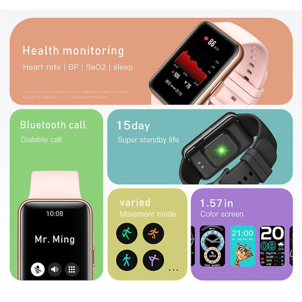 For Xiaomi Huawei Sports Smartwatch Menn Mann Smart Watch Bluetooth Ring Fitness Smart Watch Utendørs Vanntett Smart Watch Man