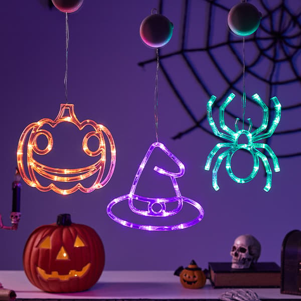 Halloween LED sugekoplys, græskar spøgelse edderkoppespind vinduesdekoration til fest Pumpkin