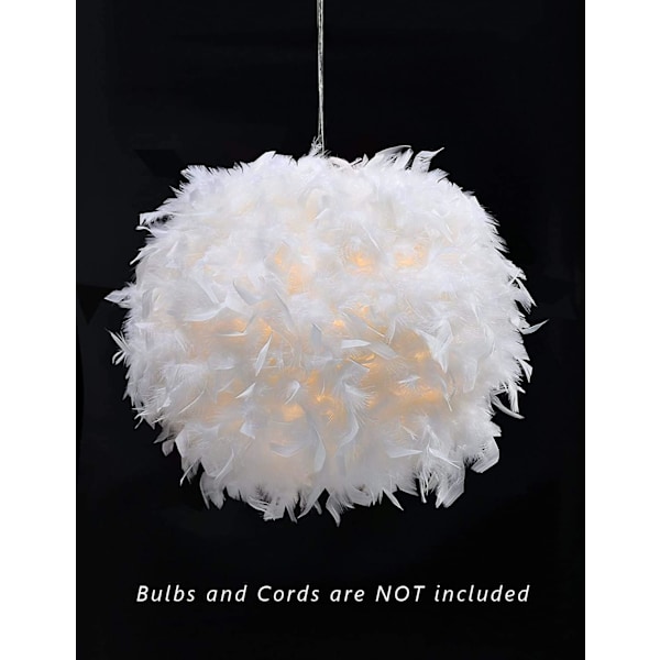Fjäderlampskärm för taklampa, fluffig lampskärm Lampskärm Ljusskärm för bordslampa och golvlampa, sovrumsdiameter 30 cm, vit