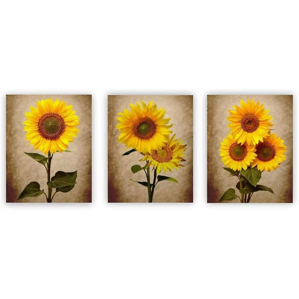 Sett med 3 plakater av Wall Decor of Sunflower Decor (8 "X 10"