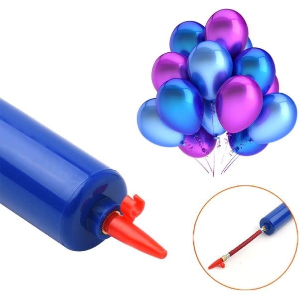 Håndluftbollspumpsats, bärbar pumpe med opblåsningsballonger med 7 nålar 1 munstykke og 1 ventiladapter til kurv og andre gummibåde