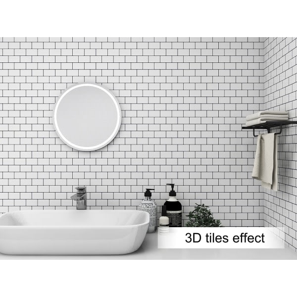 10-arks 3D självhäftande väggplattor, skala och sticka väggplattor, stänkplattor, kakel för kök och badrum (30,5 cm x 30,5 cm)