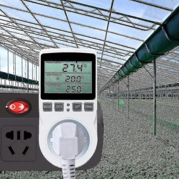 Digital varme- og køletermostatstik med LCD-display, 230V til terrarium-FF-