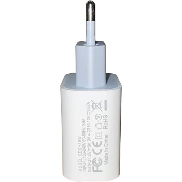 iPhone kompatibel 12/13/14/15/16 MAX PRO PLUS USB-C Väggadapter 20W PD (20W 1-PACK)