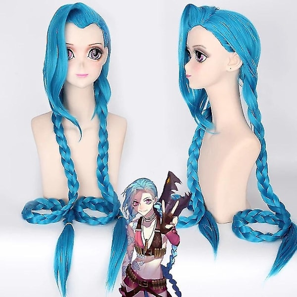 Hurtig levering Lol Jinx Cosplay Kostume Uniform Outfits League Of Legend - Perfekt Kun Peruk Only Wig Only Wig M