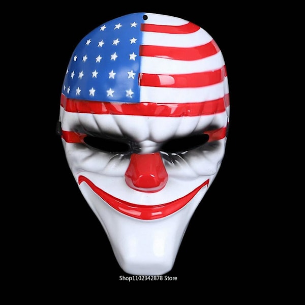 Pelottava klovnin naamio Payday 2 USA:n lipun klovninaamiot naamiaiset karnevaalijuhlat naamio kammottava hauska Pay Day -naamio Halloween-rekvisiitta korkealaatuinen Mask 3