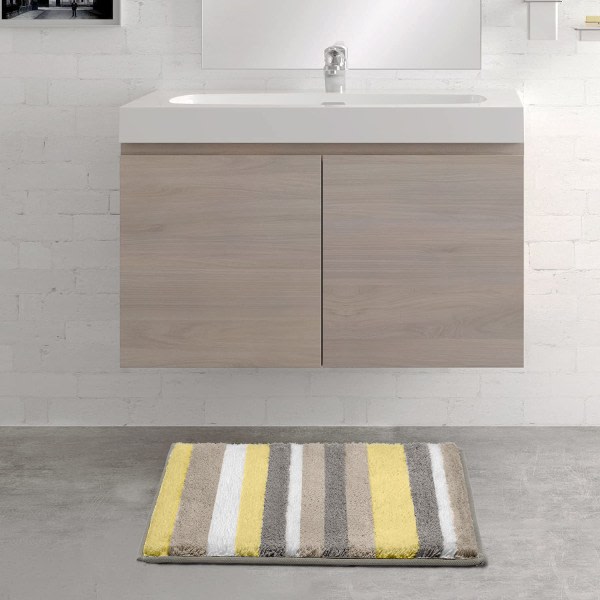 Maskinvaskbar anti-skrid badeværelsesmåtte 40x60x3cm, ultrablød absorberende fortykket brusemåtte Mikrofiber badeværelsesindretning, gul