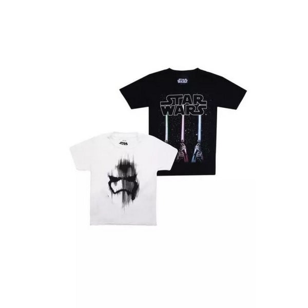 Star Wars Boys T-shirt i bomull (2-pack) 9-10 år Vit/Svart 9-10 år