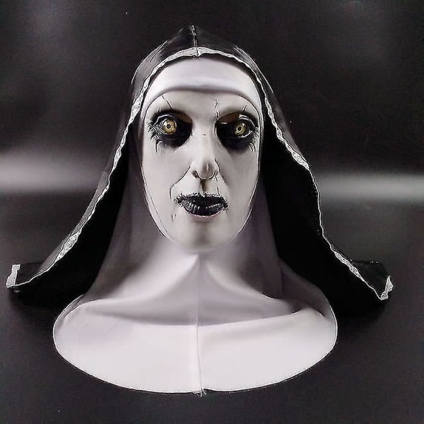 Skræmmende halloween nonnemaske fuld hoved skræmmende latex djævelhjelm Realistisk hovedbeklædning til cosplay festrekvisitter