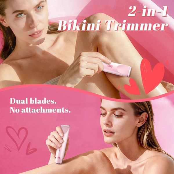 Elektrisk bikinishaver til kvinder USB C genopladelig lyserød