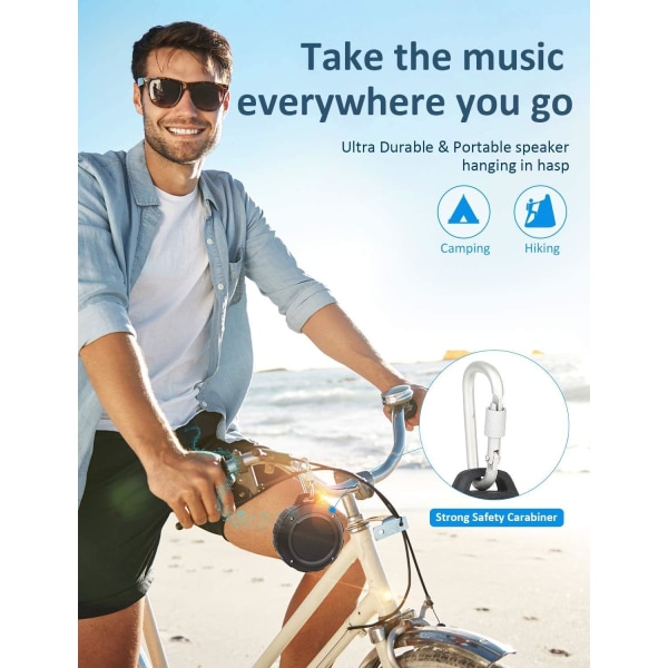 Utendørs vanntett Bluetooth-høyttaler, trådløs bærbar mini
