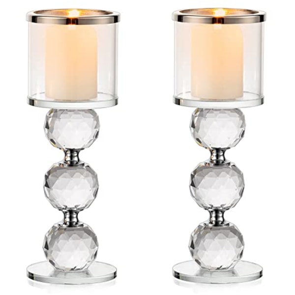 Crystal Pillar -kynttilänjalka, 2 kirkasta lasia, moderni