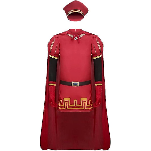 Herr Farquaad Kostym Kung Robe Röd Kappa Med Hatt Cosplay Outfit Halloween Jul Fancy Dress Party Tillbehör M