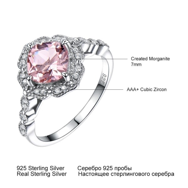 Skapade Nano Morganite Rings 925 Sterling Silver Blomster Ringar För Kvinnor Förlovning Jubileum Bröllopspresent Fina Smycken
