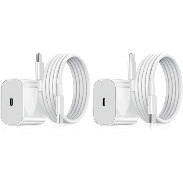 Laddare för Samsung - Snabbladdare 25W USB-C - Adapter+Kabel 2m Vit White 2-Pack Samsung 25W