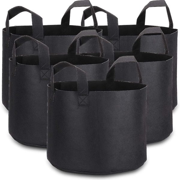 Hemma 5 Gallon Dyrkningsposer med Planteetiketter, 5-Pak Tykt Stof