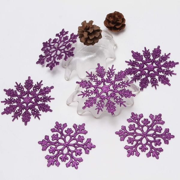 Plast Jul Glitter Snowflake Ornament Julgran