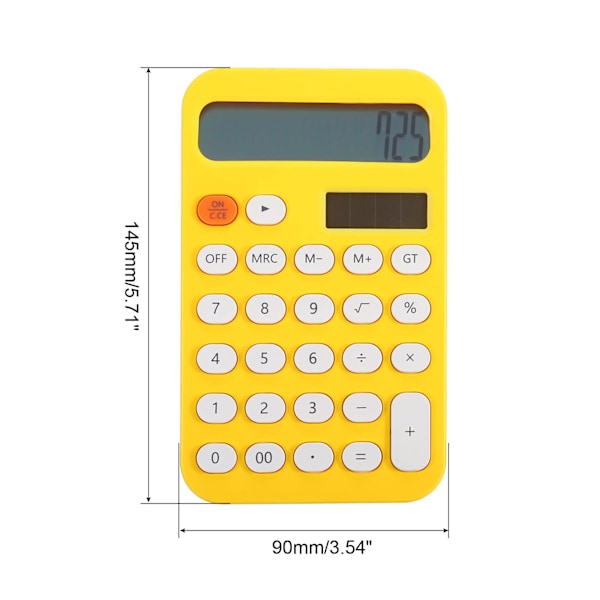 Pöytälaskin, 12-numeroinen suuri LCD-näyttö, vakiotoiminnot, pöytälaskin, kannettava söpö laskin kotitoimistoille, keltainen Yellow