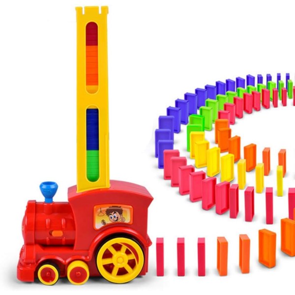 Domino Train Toy Set, Rally Elektrisk tågmodell med ljus