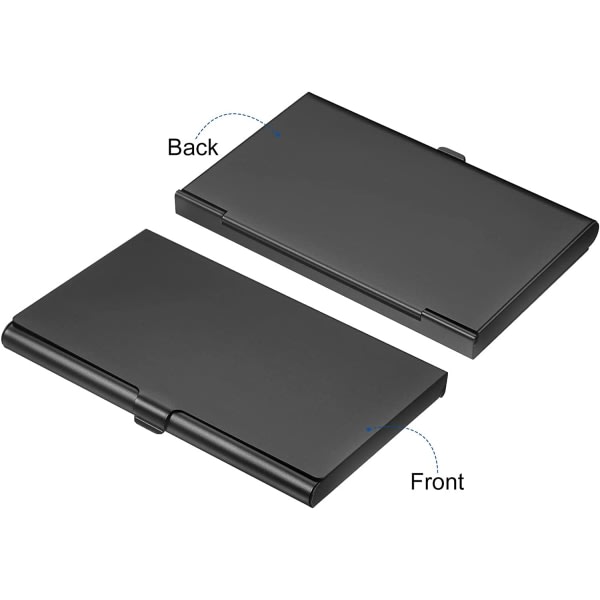 2 delar visitkortshållare, aluminiumlegering flip cover, svart