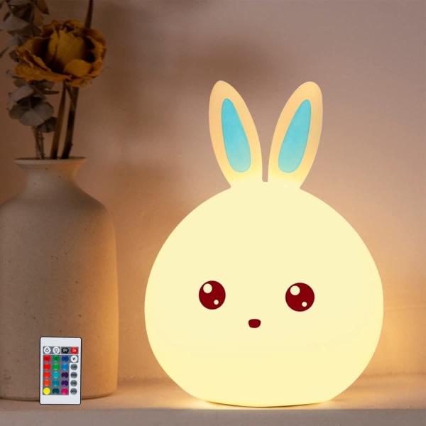 Babykanin-natlys, genopladeligt baby-dreng-natlys til voksne, bærbart silikone-LED-natlys, touch-babykaninlampe, USB-natlys