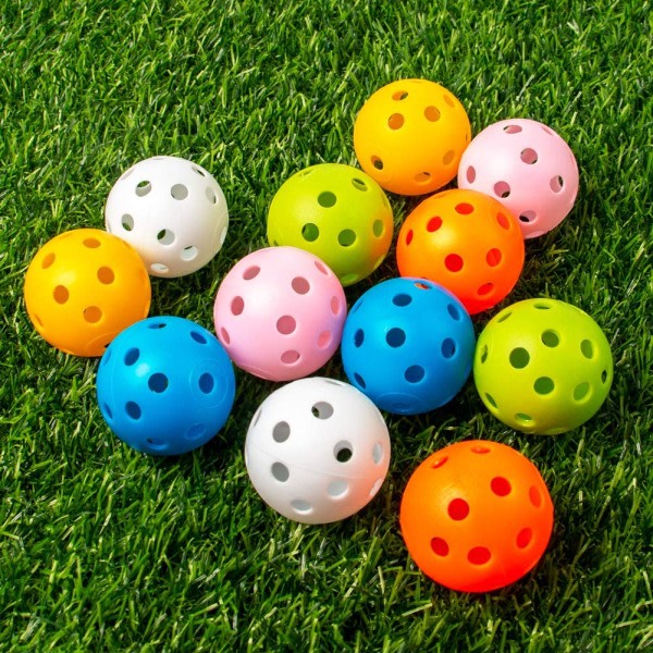 Öva golf Flyvende golfudskæring Plast golftræningsboll Airflow golfbolle til driving range Hemma indenhus 12-pak valfri farveblanding