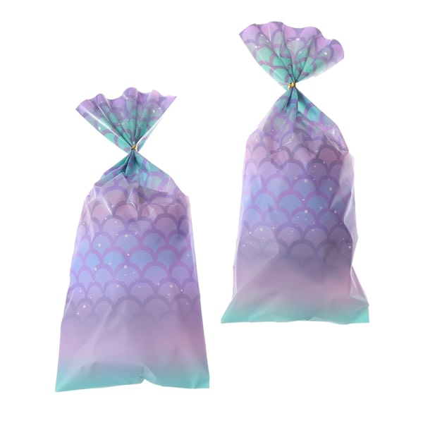 50st Mermaid Goodie Bags Mermaid Tail Biscuit Förpackningspåsar