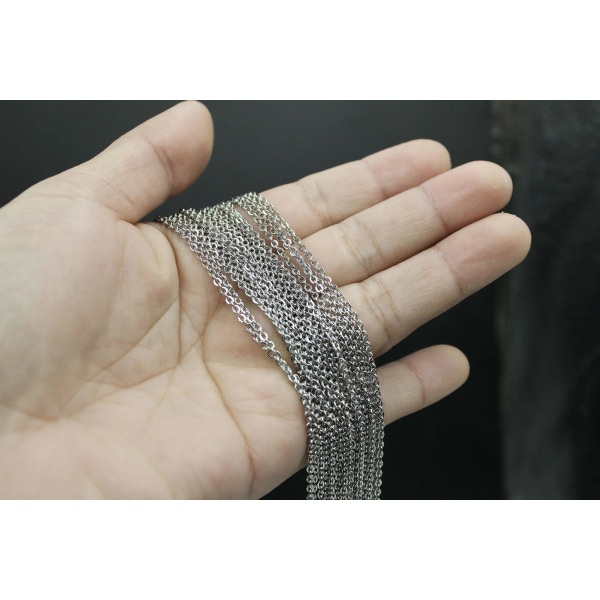 Rostfria Halsbandskedjor - Kedjor för Smyckestillverkning (12 m, 1,5 mm Curb Chain)