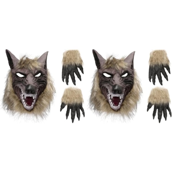 Toddmomy 2 upps?ttningar med vargsk?mtmasker vargklor handskar halloween varulvsmask Werewolf Mask Handskar Assorted Colorx2pcs 27x22cmx2pcs