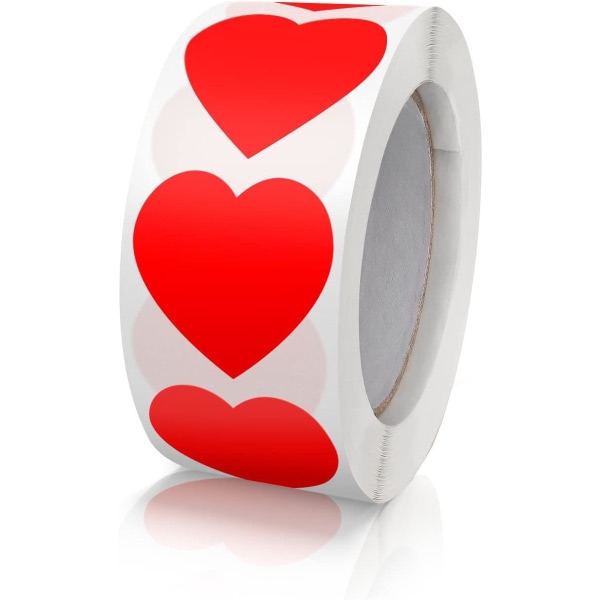 Röd hjärtformad klistermärke, 1 tums söta kärleksetiketter för alla hjärtans dag, inbjudan, kuvert, pyssel, scrapbooking, 500 etiketteriä per rulle