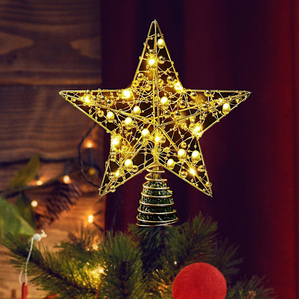 Juletrestjerne, 9,84 tommer juletrestjerne, glitrende lys juletrestjerne for juletre-XF3-