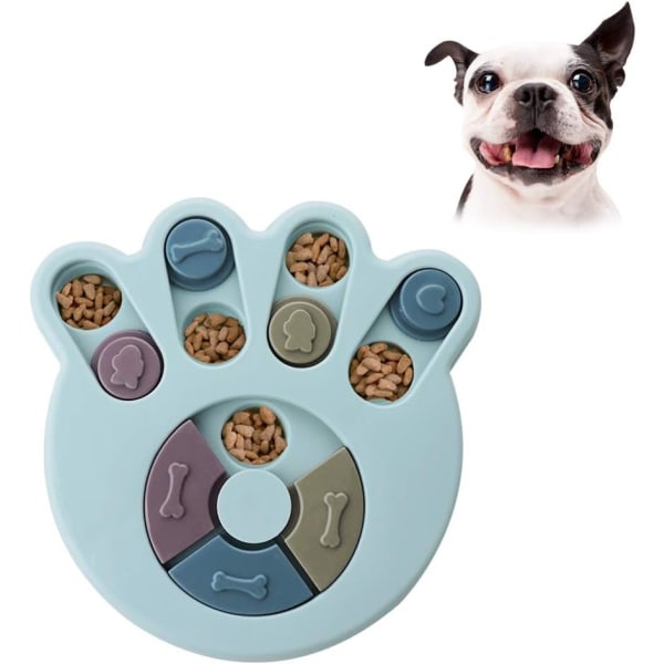 Hundpusselmatare for nybörjare, Intellektuelt roliga husdjur kurragömma leksaker, Valpgodisautomat Interaktive leksaker Långsam matning, blå