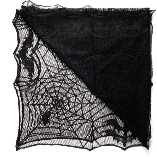 Dekorativ spindelnät Halloween duk, 244x122cm svart